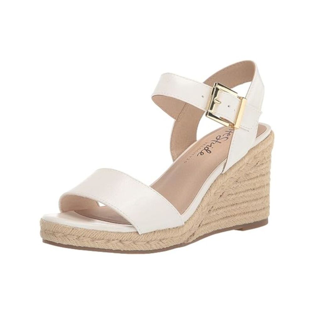 NWT LIFE STRIDE VELOCITY Womens White Tango Toe Wedge Espadrille Shoes 10 M